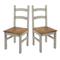 RobertDyas  Halea Corona Grey Pair of Solid Pinewood Chairs