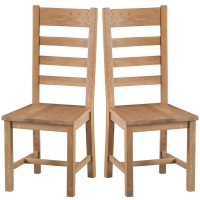 RobertDyas  Graceford Pair of Ready Assembled Ladder Back Oak Chairs