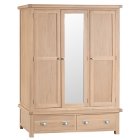 RobertDyas  Wisborough Light Oak 3-Door Wooden Wardrobe with 2 Drawers