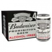 Asda Budweiser Prohibition Brew Alcohol Free Beer Cans
