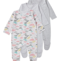 Aldi  Cloud Organic Baby Sleepsuits 3 Pack