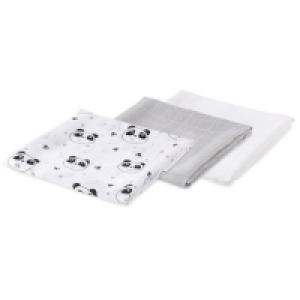 Aldi  Panda Muslin Cloths 3 Pack