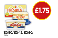 Budgens  President Spreadable Slightly Salted, Butter Unsalted, Butte