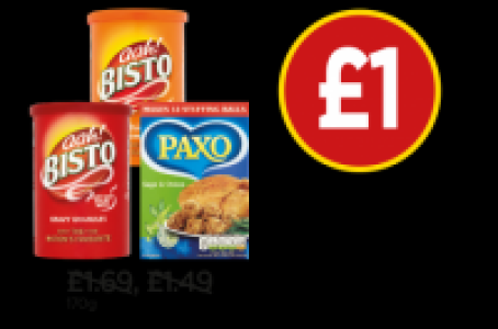 Bisto Gravy Granules, Chicken Gravy Granules, Paxo Sage & On