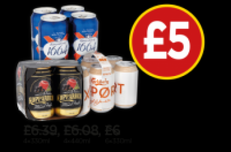 Kronenbourg 1663, Kopparberg Mixed Fruit, Carlsberg Export S