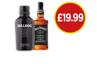 Budgens  Bulldog London Dry Gin, Jack Daniels