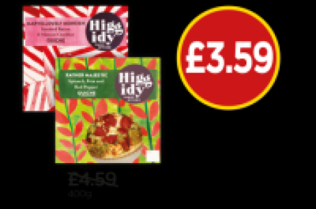 Higgidy Bacon & Cheese Quiche, Higgidy Spinach & Feta & Pepp £4.59