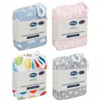 BMStores  Silentnight Moses Basket Printed Fitted Sheets 2pk