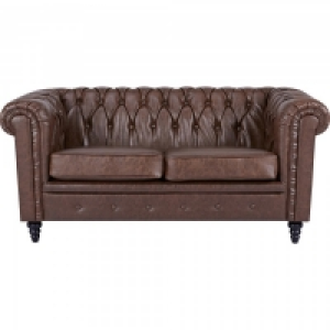 Chesterfield Sofa Faux Leather 2 Seater Tan £478.80