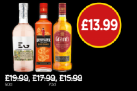 Edinburgh Gin Rhubarb & Ginger, Beefeater Blood Orange, Gran £13.99