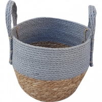 JTF  Storage Basket Straw Round Grey Small