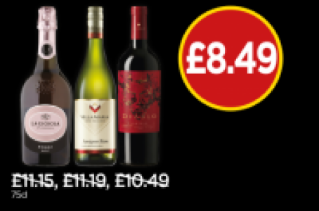 La Gioiosa Rosea Brut, Villa Maria Sauvignon Blanc, Diablo D £8.49