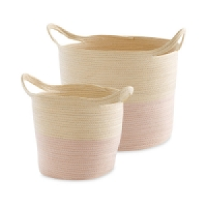 Pink Paper Rope Basket 2 Pack