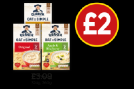 Budgens  Quaker Oat So Simple Original, Golden Syrup, Apple & Blueber