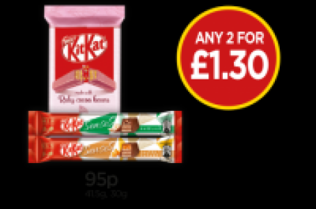 Budgens  Kitkat Senses Hazelnut, Kitkat Senses Salted Caramel, Kitkat