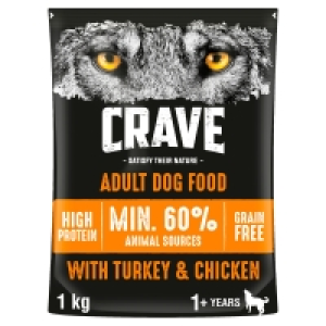 Crave Natural Complete Dry Dog Food Turkey & Chicken 1kg £5.00