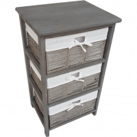 JTF  Wooden & Willow Cabinet 3 Drawer Grey