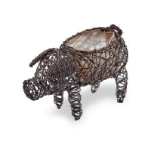 Rattan Effect Chestnut Pig Planter