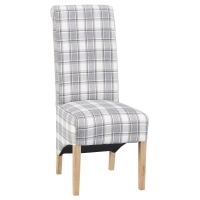 RobertDyas  Set of 2 Scroll Back Luxury Dining Chairs - Grey Check