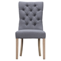 RobertDyas  Set of 2 Curved Button Back Luxury Dining Chairs - Grey