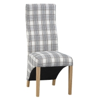RobertDyas  Set of 2 Wave Back Luxury Dining Chairs - Grey Check