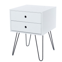 RobertDyas  Tulo White and Metal 2 Drawer Bedside