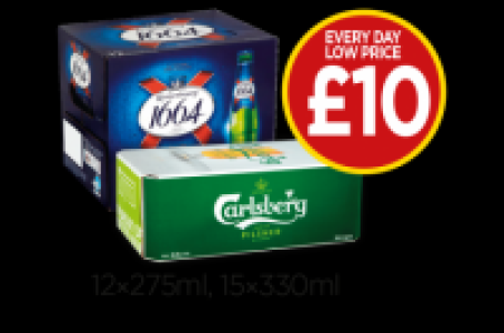 Budgens  Carlsberg Pilsner Cans, Kronenbourg 1664