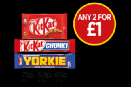 Kit Kat 4 Finger, Kit Kat Chunky, Yorkie Original Milk