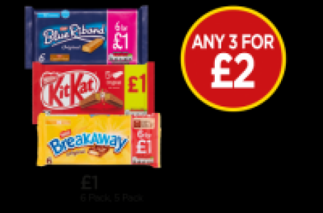 Budgens  Blue Riband, Kit Kat 2 Finger, Breakaway