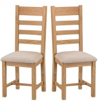 RobertDyas  Hindsley Ready Assembled Pair of Ladder Back Oak Chairs with