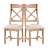RobertDyas  Wisborough Ready Assembled Pair of Cross Back Oak Chairs wit