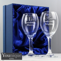 HomeBargains  Personalised His & Her Wine Glass Set