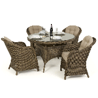 RobertDyas  Maze Rattan Winchester 4-Seater Round Outdoor Dining Set and