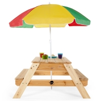 RobertDyas  Plum Childrens Rectangular Picnic Table with Colourful Paras