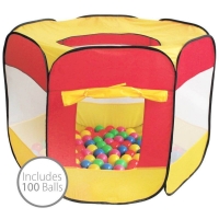 QDStores  Multi-Coloured Pop Up Ball Pit Play Tent 100 Balls