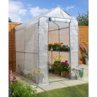 Wilko  Wilko Walk in PE Greenhouse with Cover and Shelf Staging H19