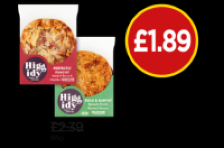 Higgidy Cheddar & Bacon Snack Quiche, Spinach Feta & Tomato