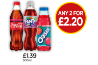 Budgens  Coca Cola Zero Raspberry, Fanta Zero Grape, Oasis Summer Fru