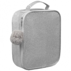 Insulated Glitter Lunch Bag - Silver