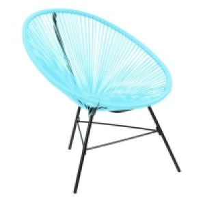 QDStores  Retro Rattan Lounge Conservatory Garden Patio Chair - Blue
