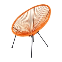 QDStores  Retro Rattan Lounge Conservatory Garden Patio Chair - Orange