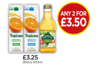 Budgens  Tropicana Original Orange Juice, Smooth, Copella Apple Juice