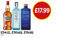 Budgens  Southern Comfort, Bombay Sapphire Gin, Haig Clubman