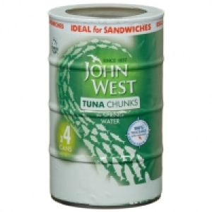 John West Tuna Chunks in Spring Water 4pk £3.00
