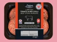 Lidl  Deluxe 4 Tomato < Red Chilli British Beef Steak Burgers
