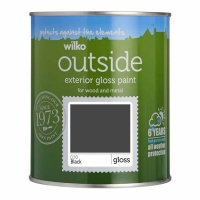 Wilko  Wilko Black Gloss Exterior Paint 750ml