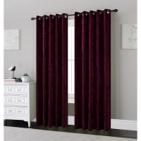 JTF  Chenille Lined Eyelet Curtains Plum 90x90cm