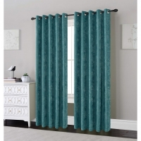 JTF  Chenille Lined Eyelet Curtains Teal 90x90cm