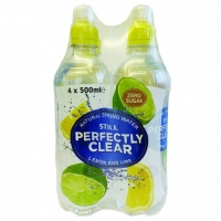 Poundstretcher  PERFECTLY CLEAR SPRING WATER LEMON AND LIME 4 PACK