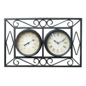 Charles Bentley Ornate Metal Wall Mounted Clock with Thermom £24.99